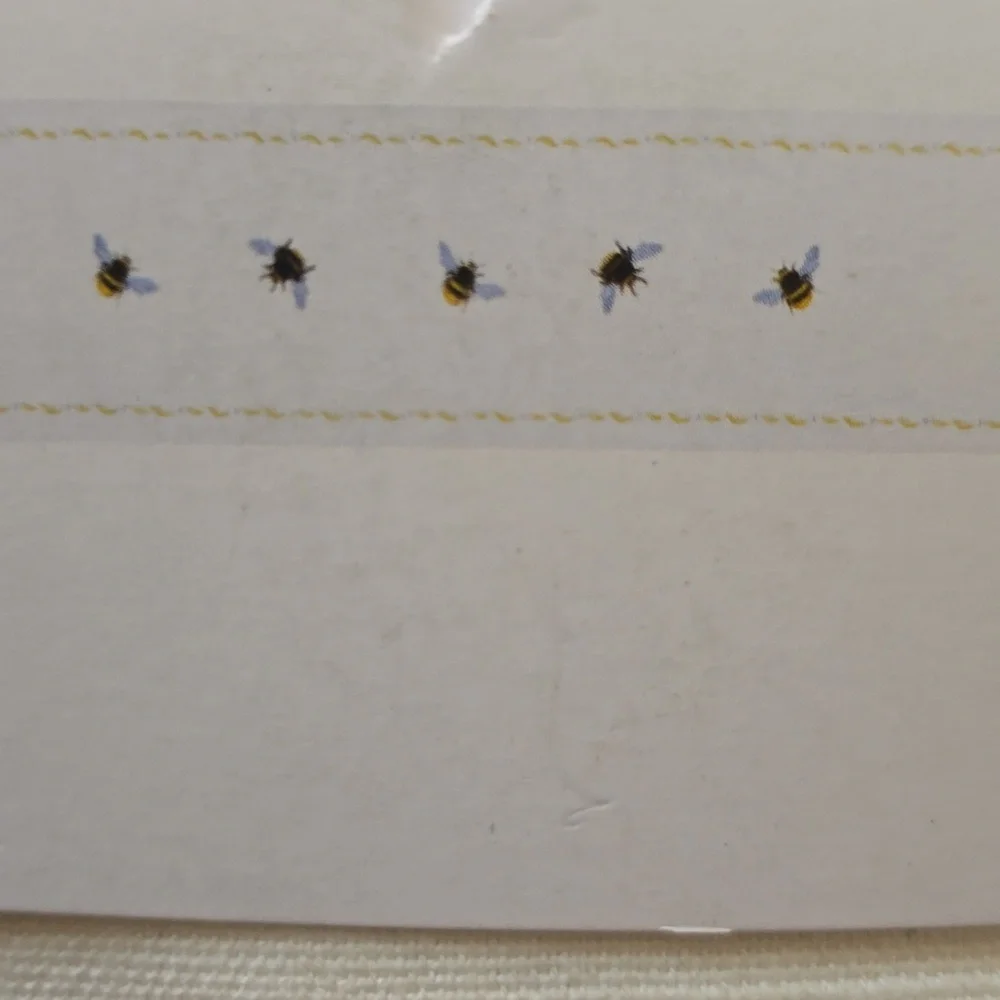 New Place & Time Bumblebee Table Runner‎ Embroidery Wings Cream Gold Blue 14x72